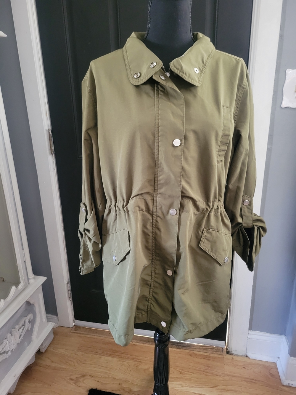 Sanctuary Olive Green Utility Jacket with Draw Waist